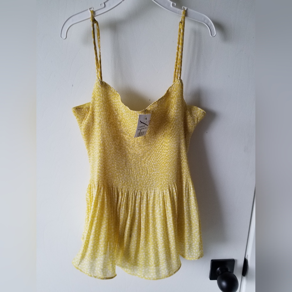 LUSH Printed Pleated Spaghetti Strap Cami Size S